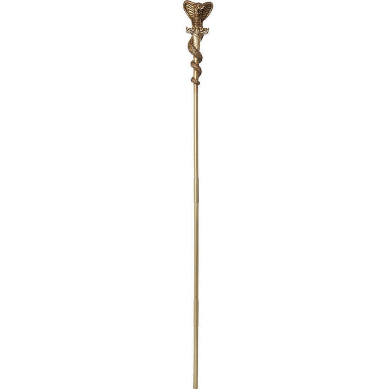 Egyptian Cobra Staff: A detailed black and gold staff with a cobra head handle and intricate designs 