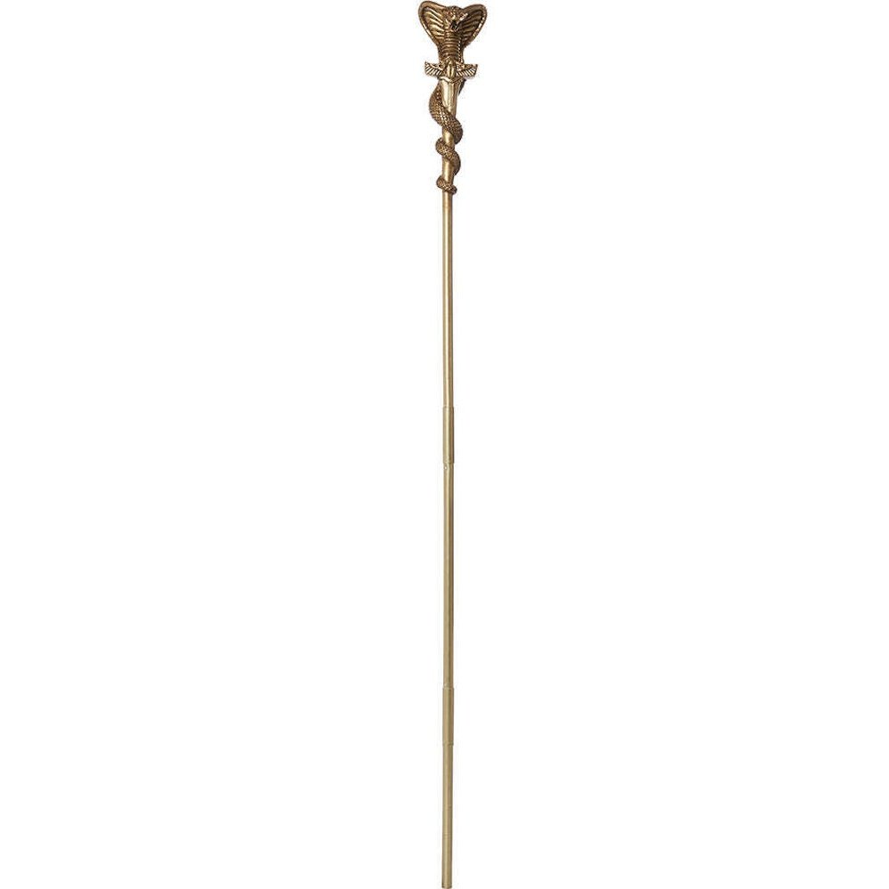 Egyptian Cobra Staff: A detailed black and gold staff with a cobra head handle and intricate designs 