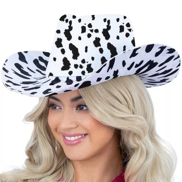 Cow Print Cowboy Hat, with Cord