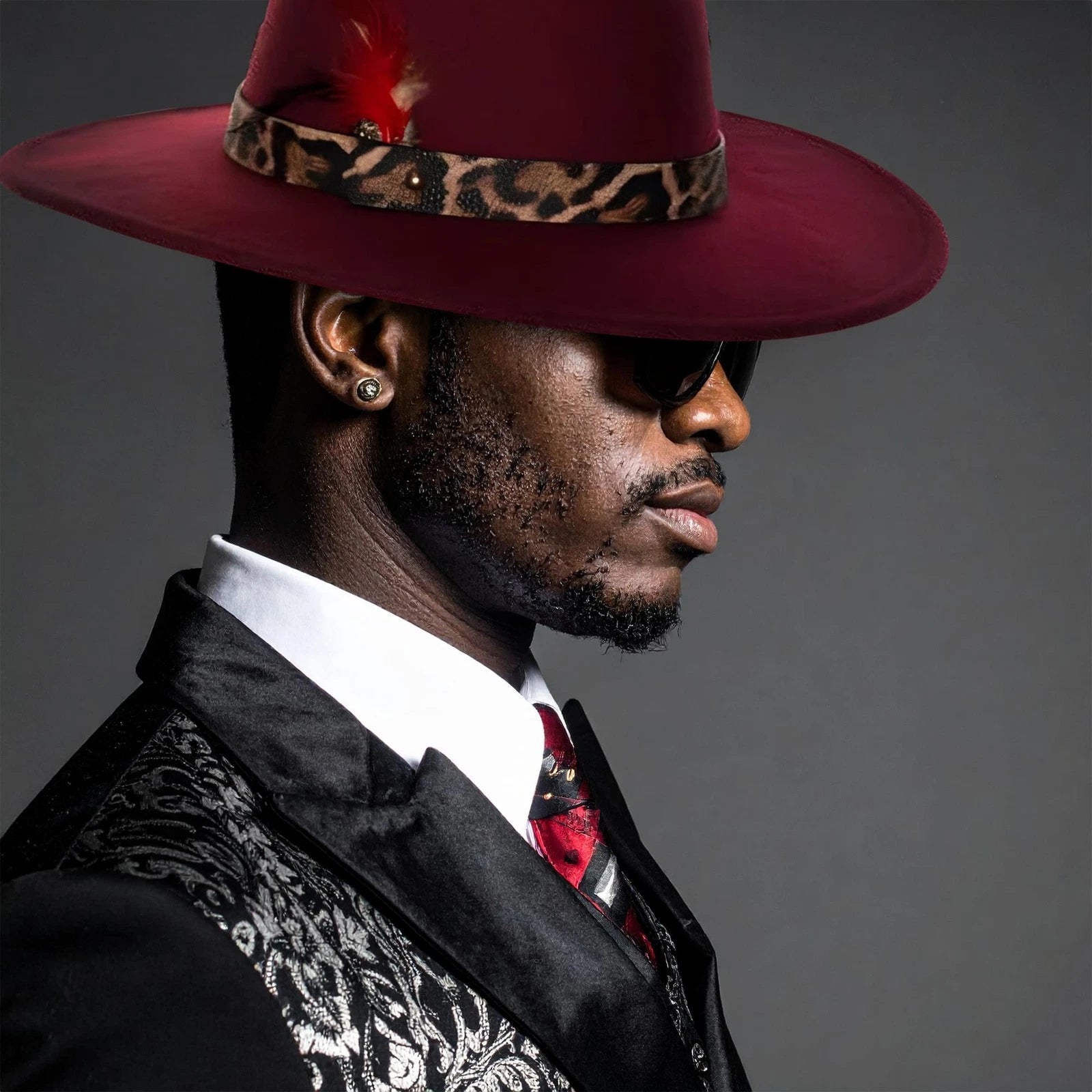 Faux Leather Pimp Hat Adult, Burgundy
