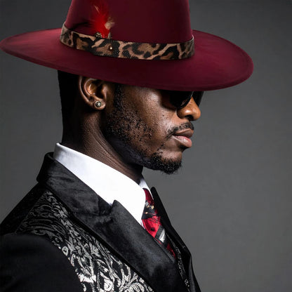 Faux Leather Pimp Hat Adult, Burgundy