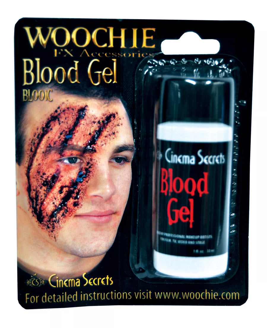 1oz carded Woochie Blood Gel, a professional-quality special effects makeup product for creating realistic blood effects for Halloween, theater, or film productions