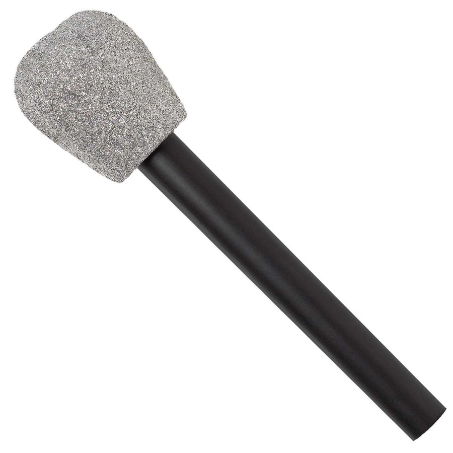 Shiny silver and gold glitter microphone for celebrity pop star music performances