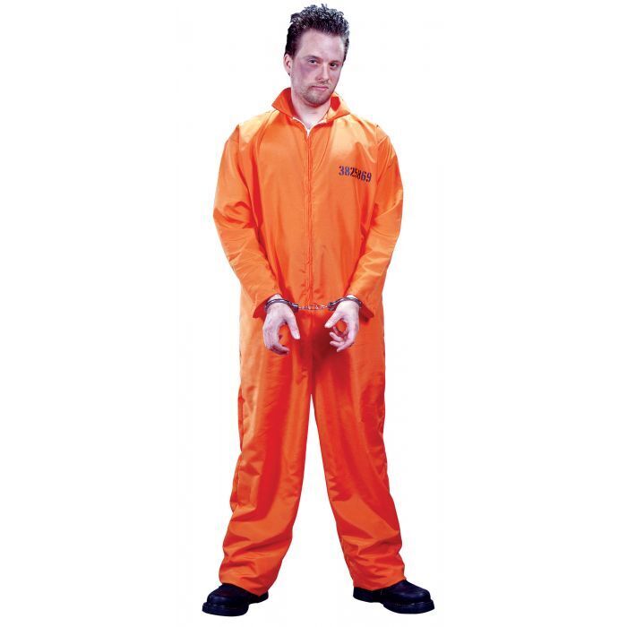 Got Busted Criminal Costume Orange Jumpsuit for Adults Halloween Party Outfit 