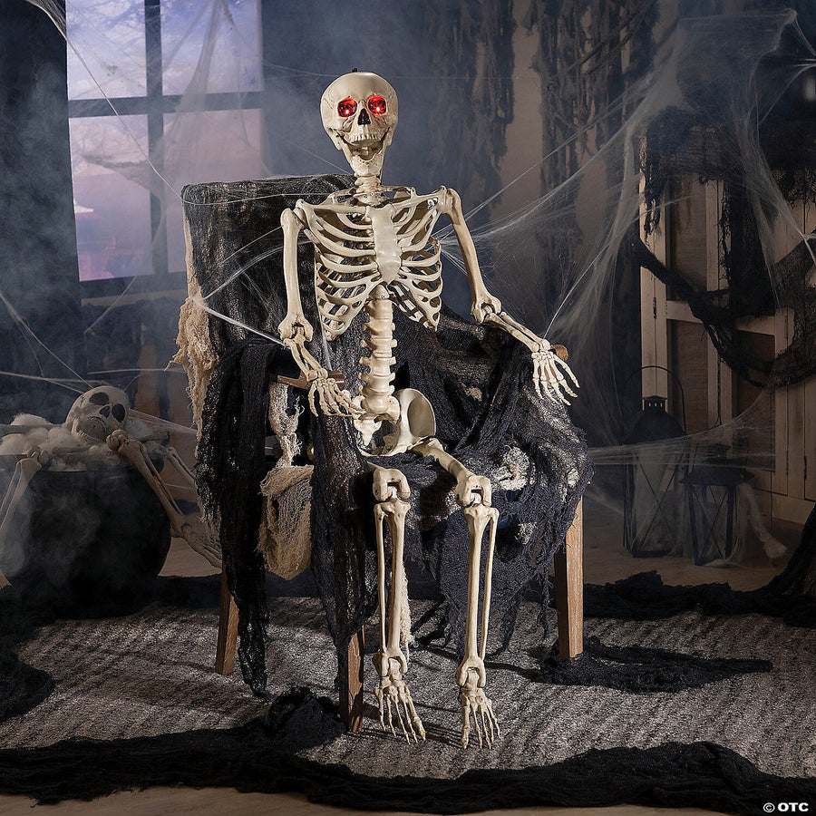 Alt text: Realistic 5 foot life-size posable skeleton Halloween decoration for spooky decor
