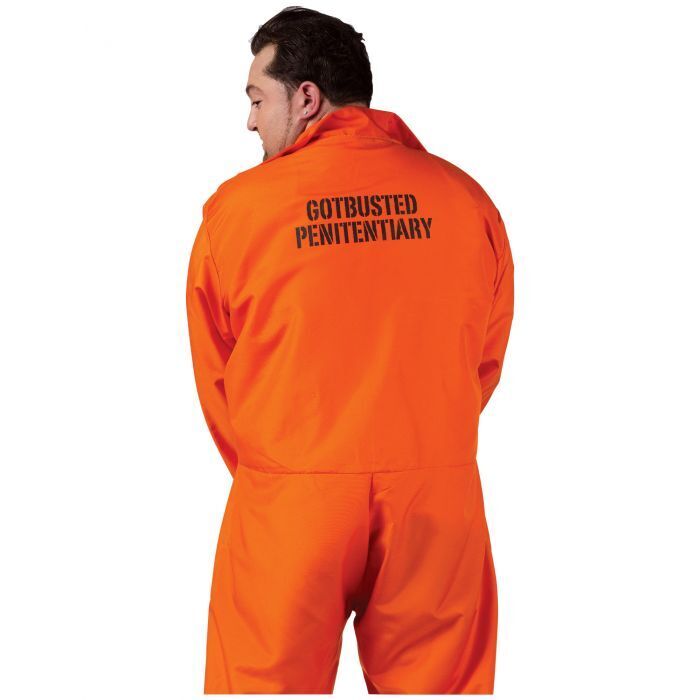  Two-piece Got Busted Criminal Costume Orange Jumpsuit with Printed Inmate Number