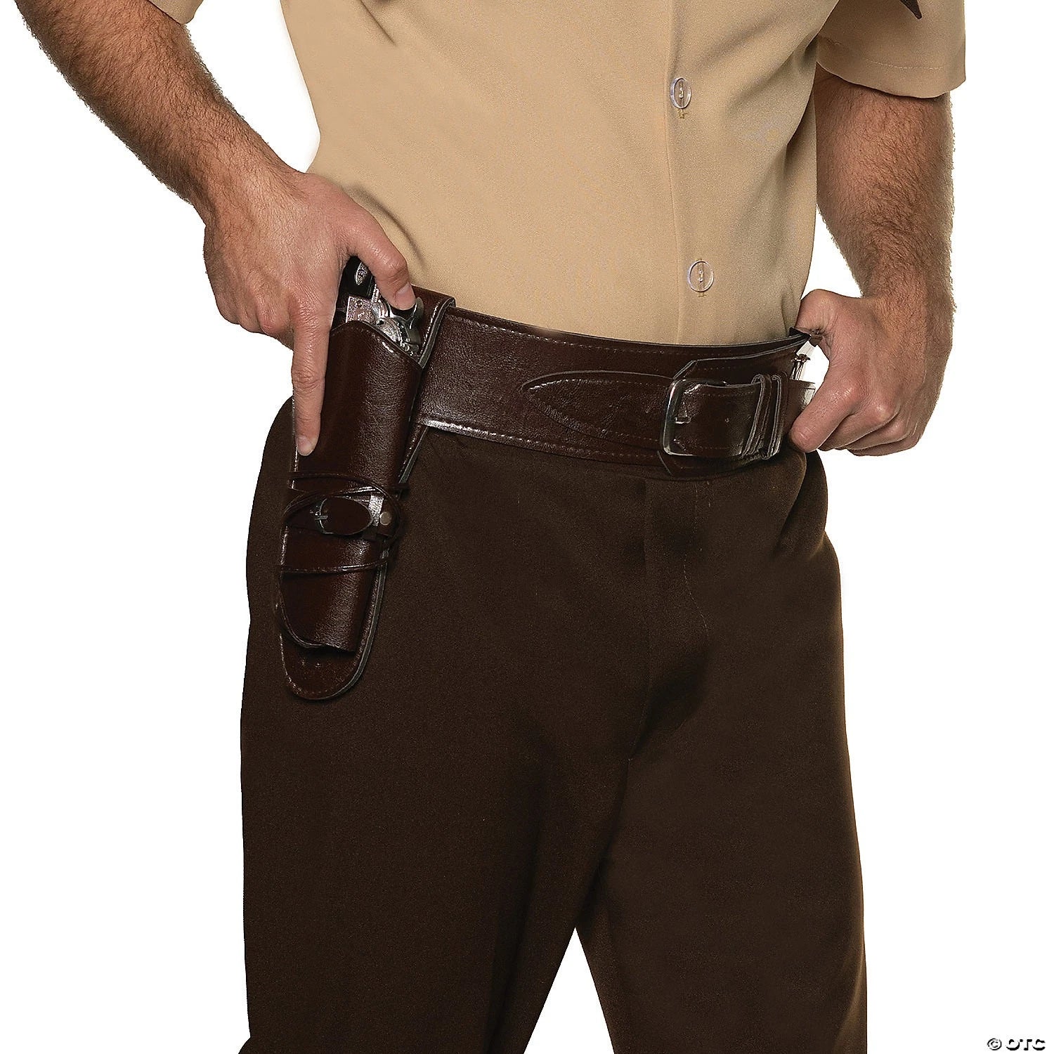 Faux Leather Brown Single Holster Belt