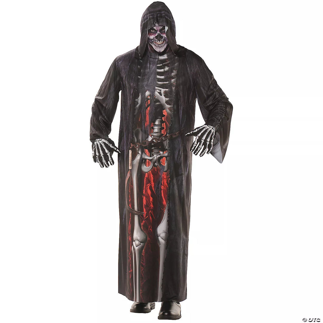 Men's Grim Reaper Robe in black with hood and tattered edges