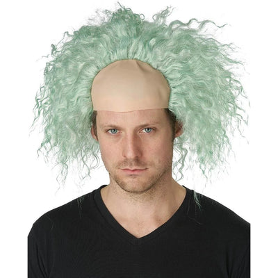 Obnoxious Ghost Bald Cap Curly Green Wig