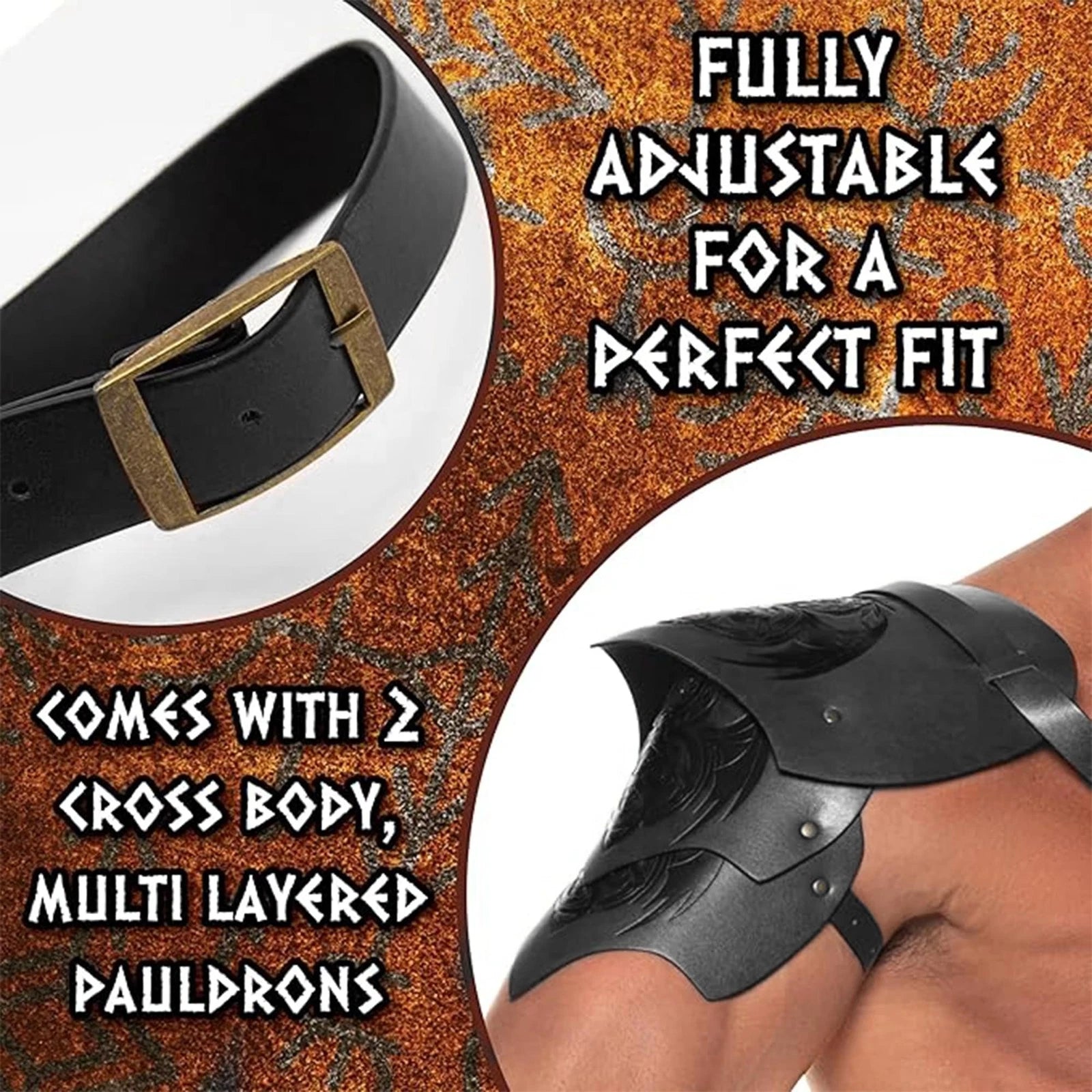 Dragon Warrior Double Shoulder Pauldrons, Black