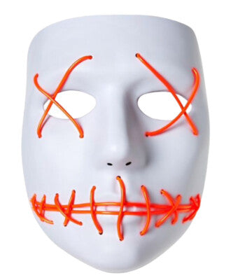 White Stitched Mimer Light Up Mask - Orange
