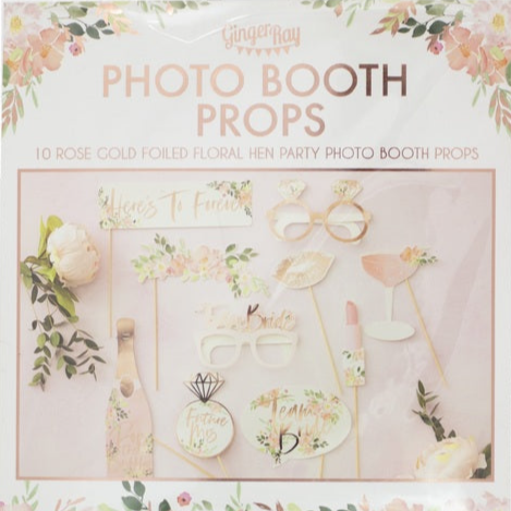 Ginger Ray Rose Gold Floral Hens Party Photo Booth Props with fun and elegant props for a memorable celebration 