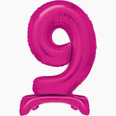 Hot Pink Number 9 Standing Foil Balloon 76cm - Air Fill