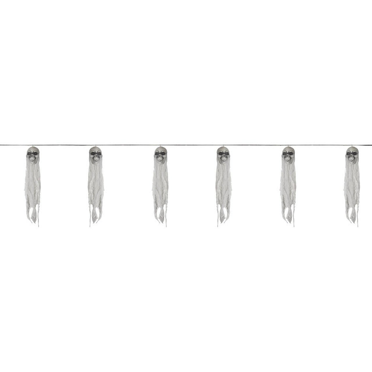 Spooky Halloween skull and ghost garland decoration for festive party atmosphere