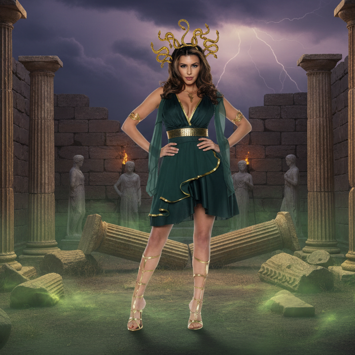 Temptress Women's Costume - Ancient Temple Background