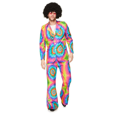Tie Dye Suit featuring vibrant and colorful swirl patterns
