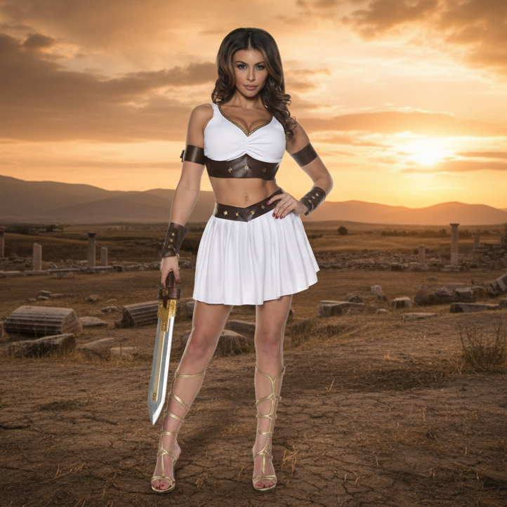 Warrior Queen Women's Costume - Ancient Battlefield Background