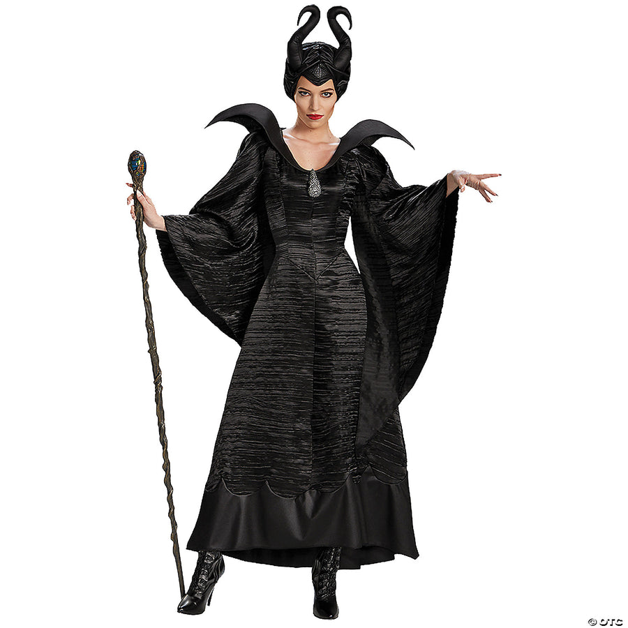 Adult black Maleficent Christening Costume with intricate detailing and dramatic silhouette