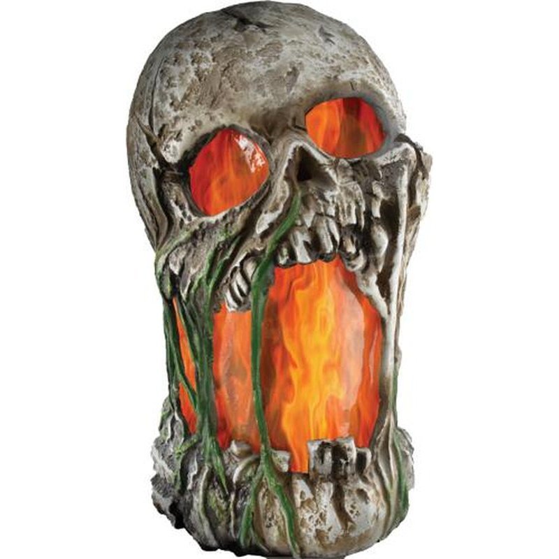 12" Flaming Rotted Skull Animated Prop - Jokers Costume Mega Store
