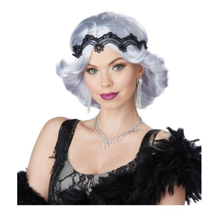 20 S Glitz And Glamour Wig And Headband Lavendar And Grey - Jokers Costume Mega Store