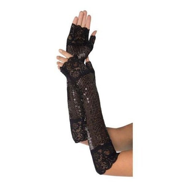 20s Long Fingerless Lace Gloves Black - Jokers Costume Mega Store