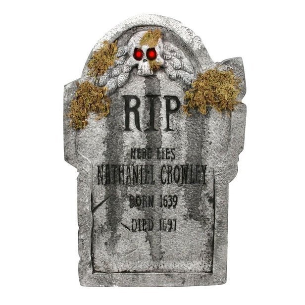 22" Moss Accent Tombstone Decoration Light Up Nathaniel Crowley - Jokers Costume Mega Store