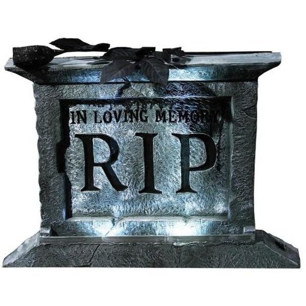 22" Tombstone Pedestal With Rose-Halloween Props and Decorations-Jokers Costume Mega Store