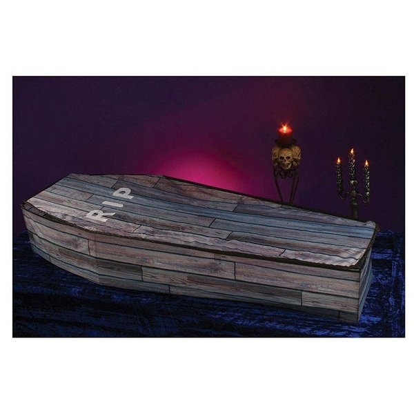 5 Foot Collapsible Coffin Wood Grain - Jokers Costume Mega Store