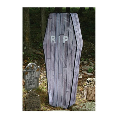 5 Foot Collapsible Coffin Wood Grain - Jokers Costume Mega Store
