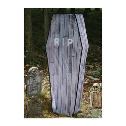 5 Foot Collapsible Coffin Wood Grain - Jokers Costume Mega Store