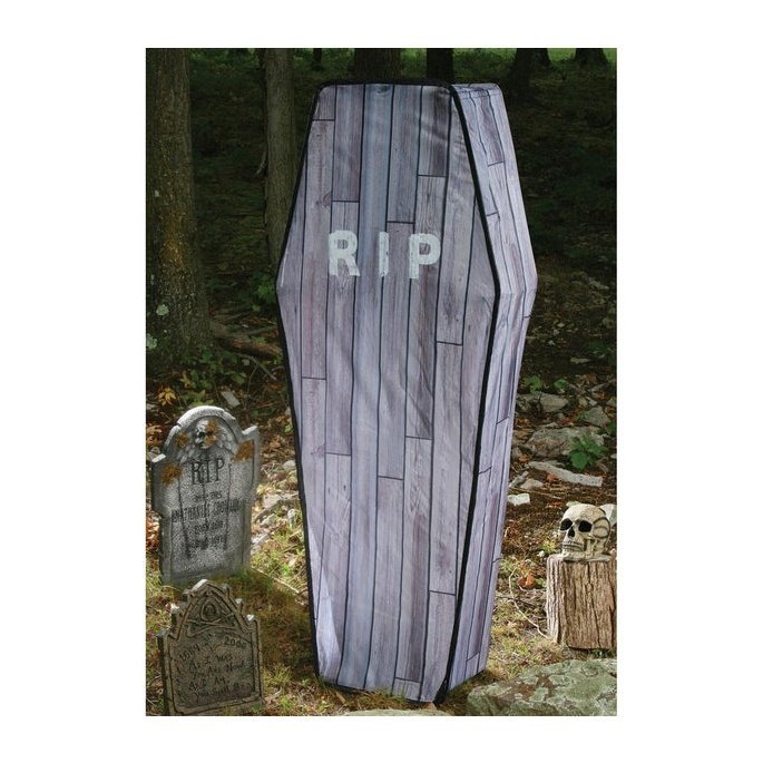 5 Foot Collapsible Coffin Wood Grain - Jokers Costume Mega Store