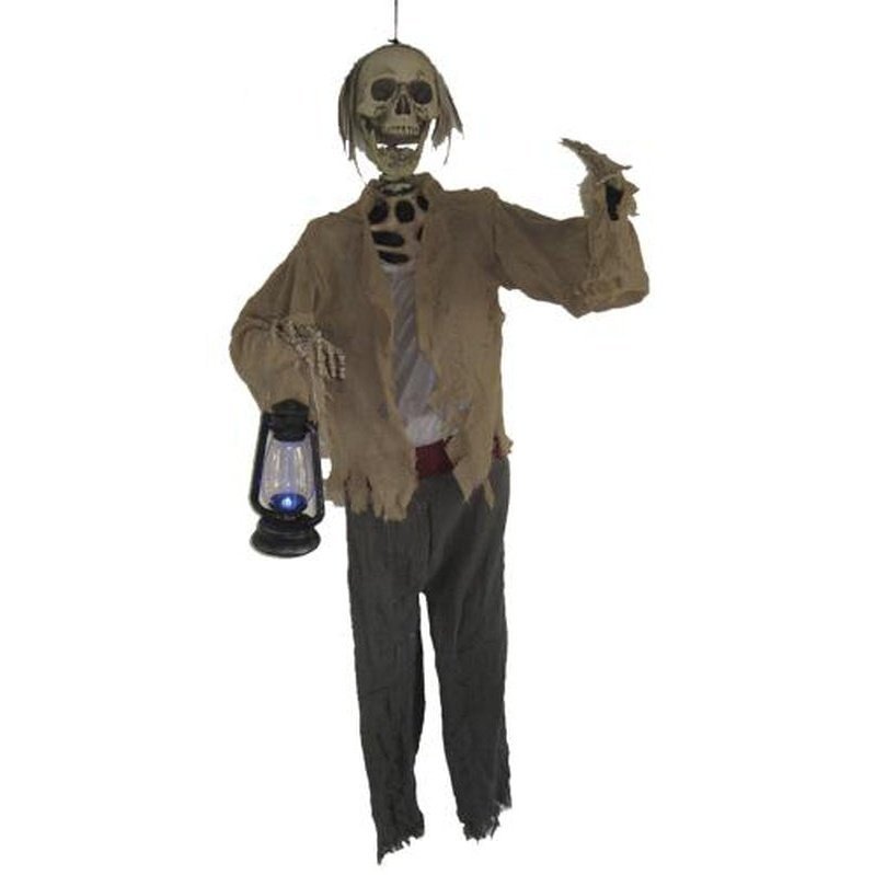 5' Skeleton With Light Up Lantern Prop - Jokers Costume Mega Store