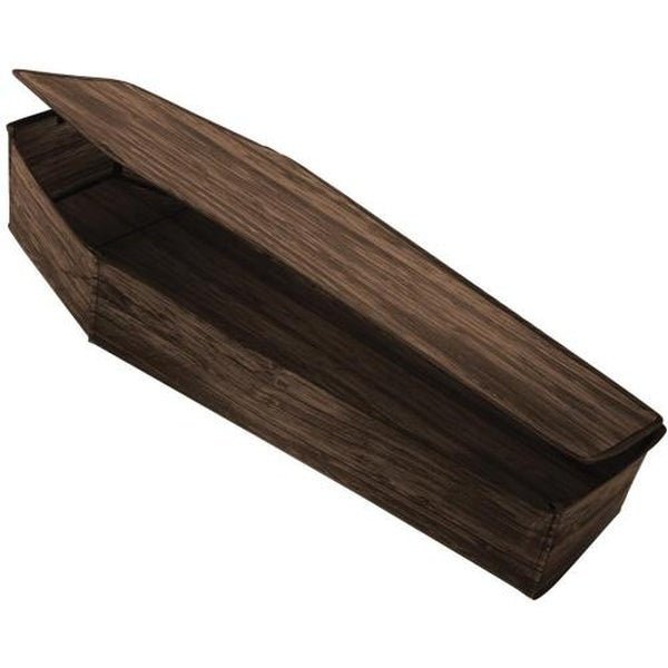 60" Wooden Look Coffin With Lid Brown - Jokers Costume Mega Store