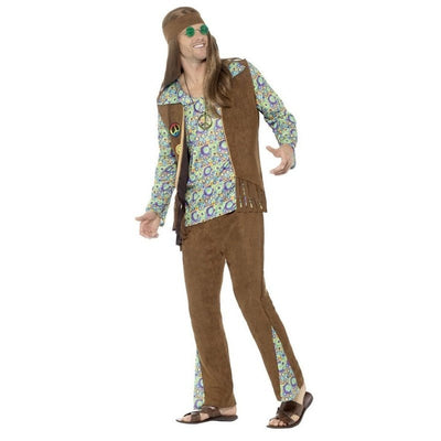 60s Hippie Costume, with Trousers, Top, Waistcoat - Jokers Costume Mega Store