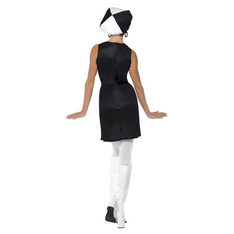 strapless open back dress 60s Party Girl Costume - Retro Black & White Dress with Hat