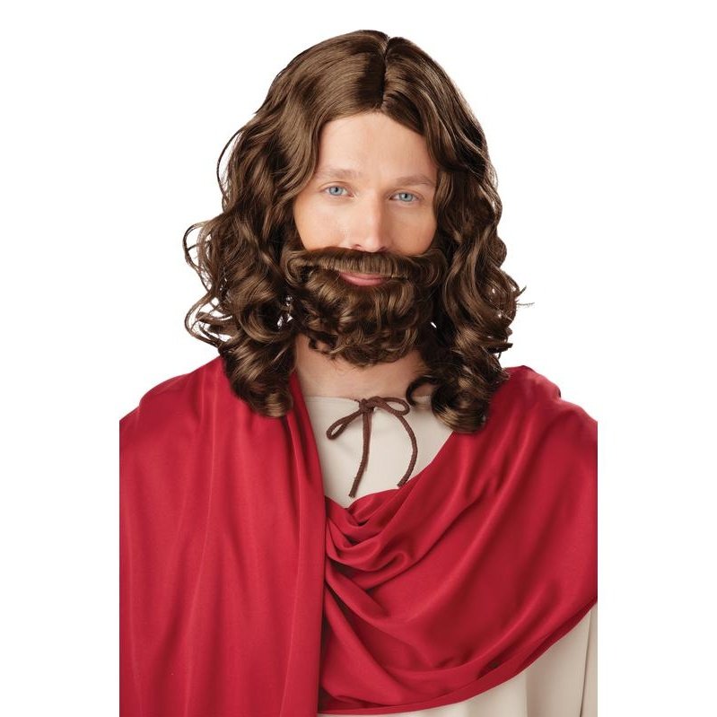 Jesus Wig & Beard / Adult Dark Brown.