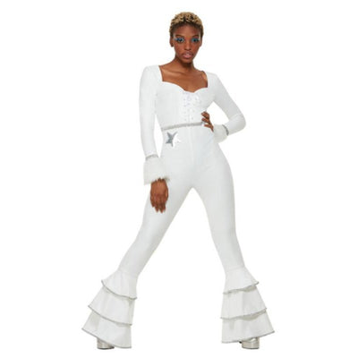 70s Deluxe Glam Costume, White - Jokers Costume Mega Store