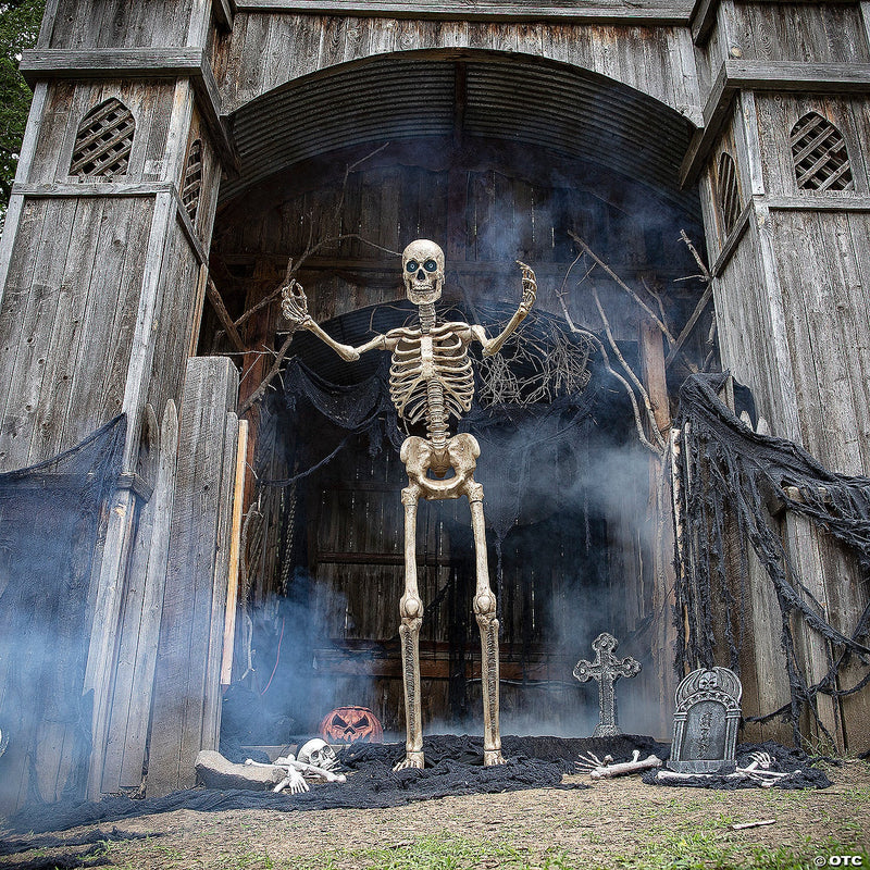 8 Foot Towering Skeleton With Projection Eye - Jokers Costume Mega Store