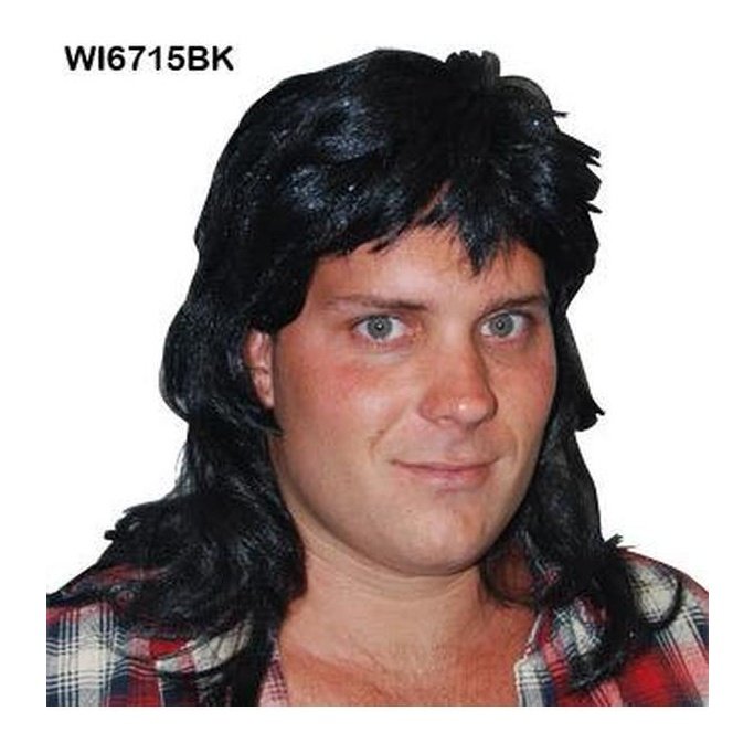 80 S Mullet Black Wig - Jokers Costume Mega Store