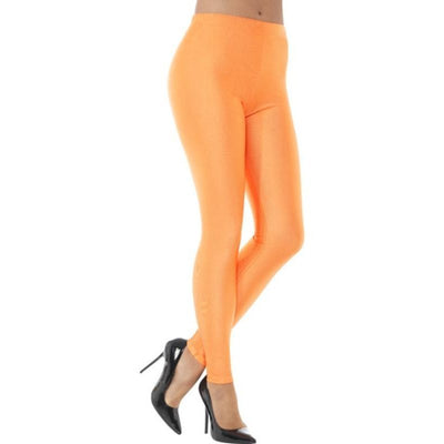 80s Disco Spandex Leggings - Neon Orange - Jokers Costume Mega Store