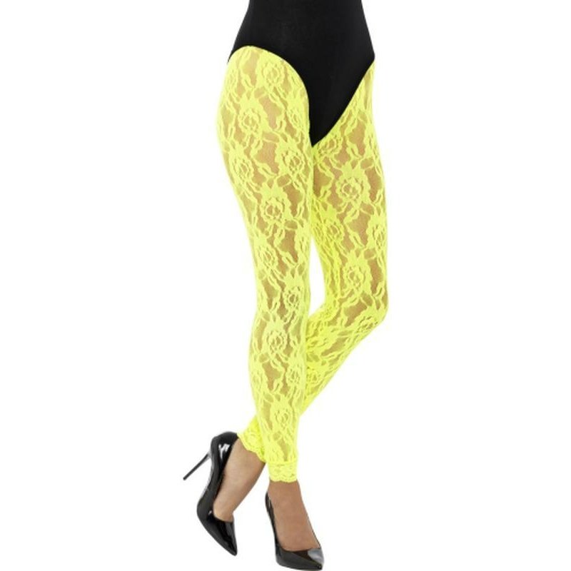 80s Lace Leggings, Neon Yellow - Jokers Costume Mega Store
