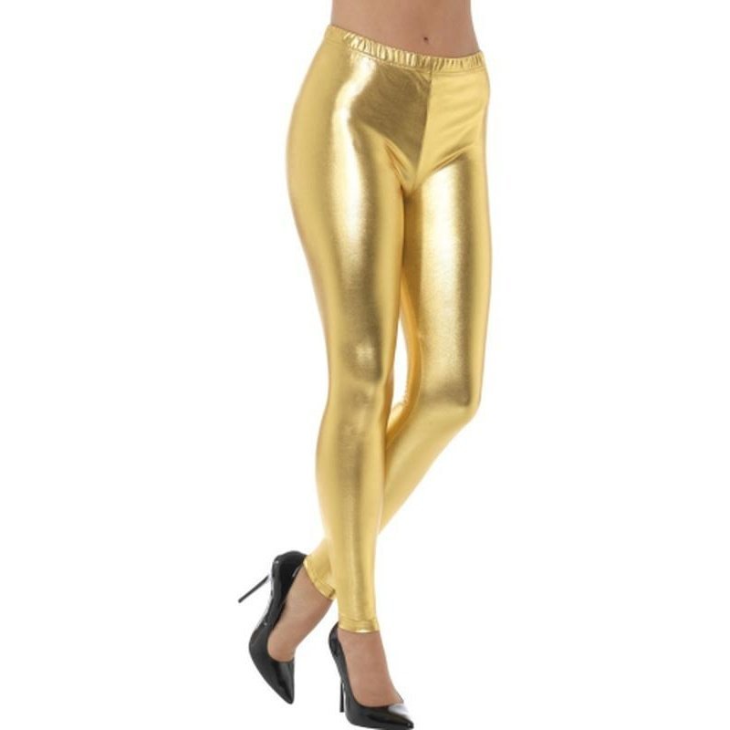 80s Metallic Disco Leggings - Gold - Jokers Costume Mega Store