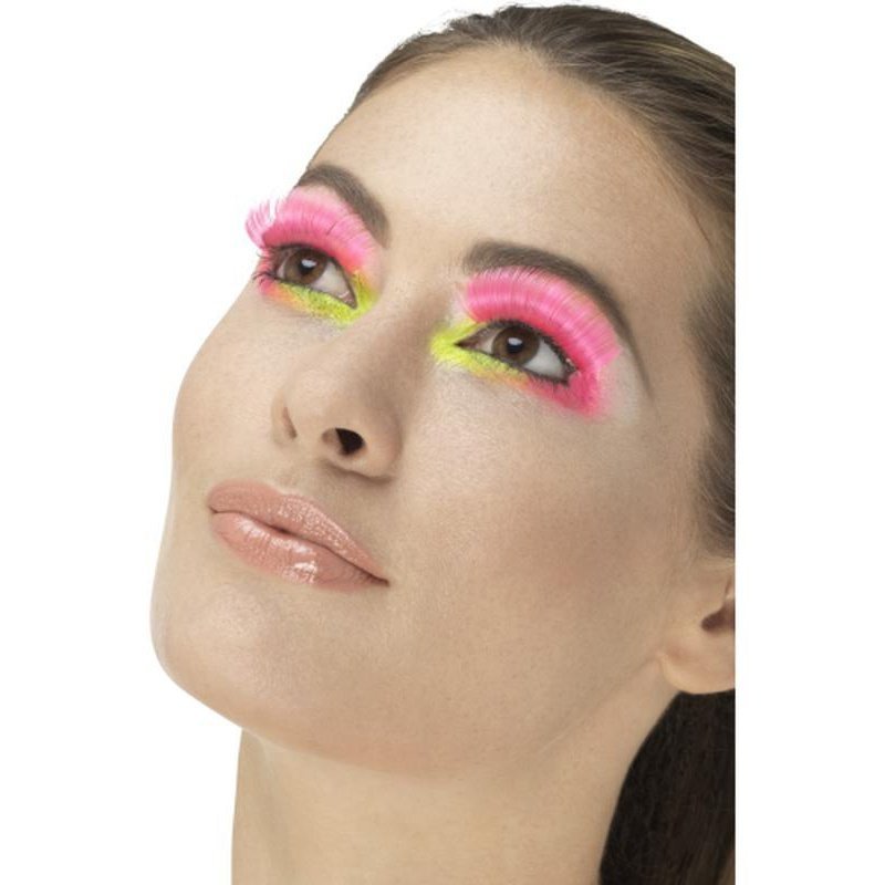 80s Party Eyelashes, Neon Pink - Jokers Costume Mega Store