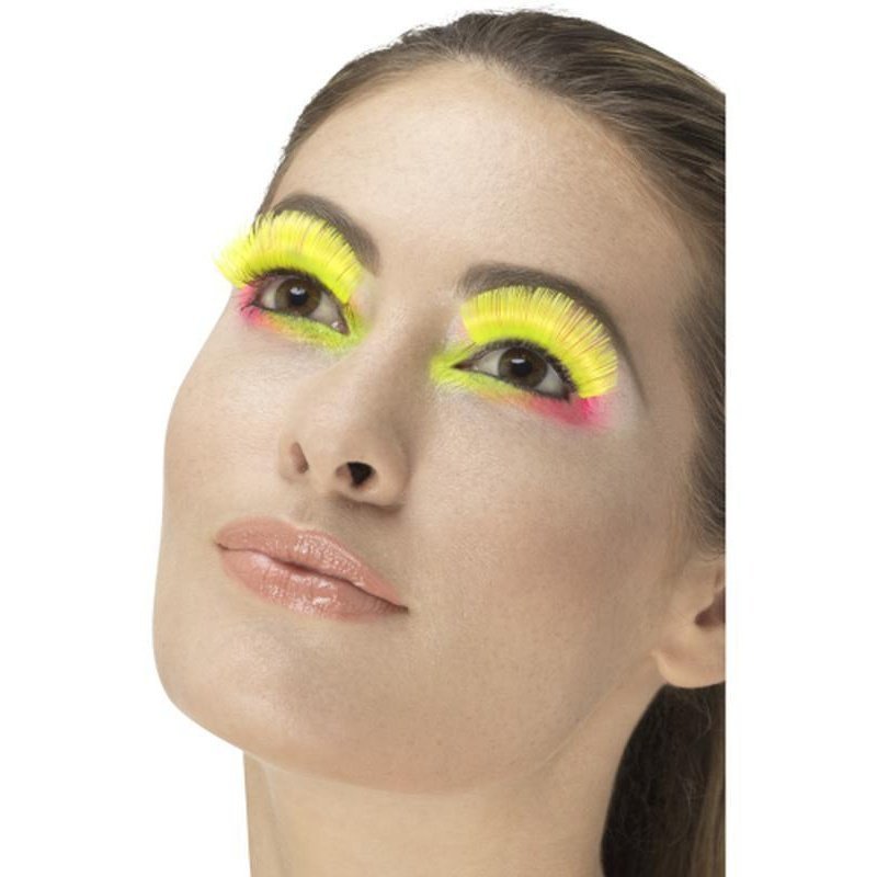 80s Party Eyelashes, Neon Yellow - Jokers Costume Mega Store