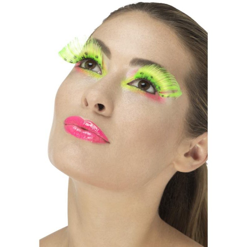 80s Polka Dot Eyelashes - Neon Green - Jokers Costume Mega Store