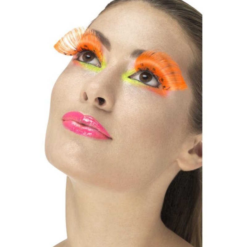 80s Polka Dot Eyelashes - Neon Orange - Jokers Costume Mega Store