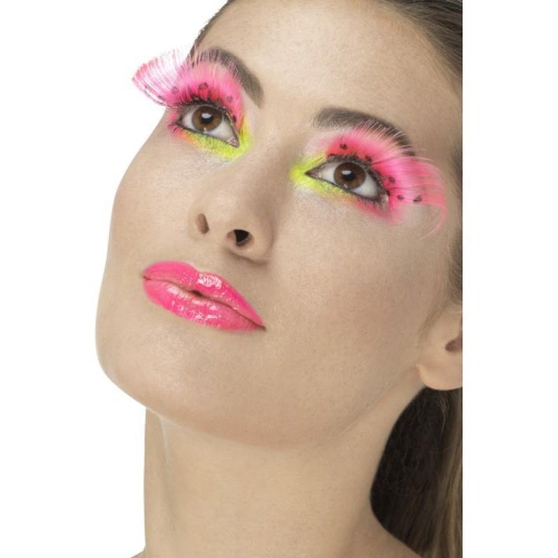 80s Polka Dot Eyelashes - Neon Pink - Jokers Costume Mega Store