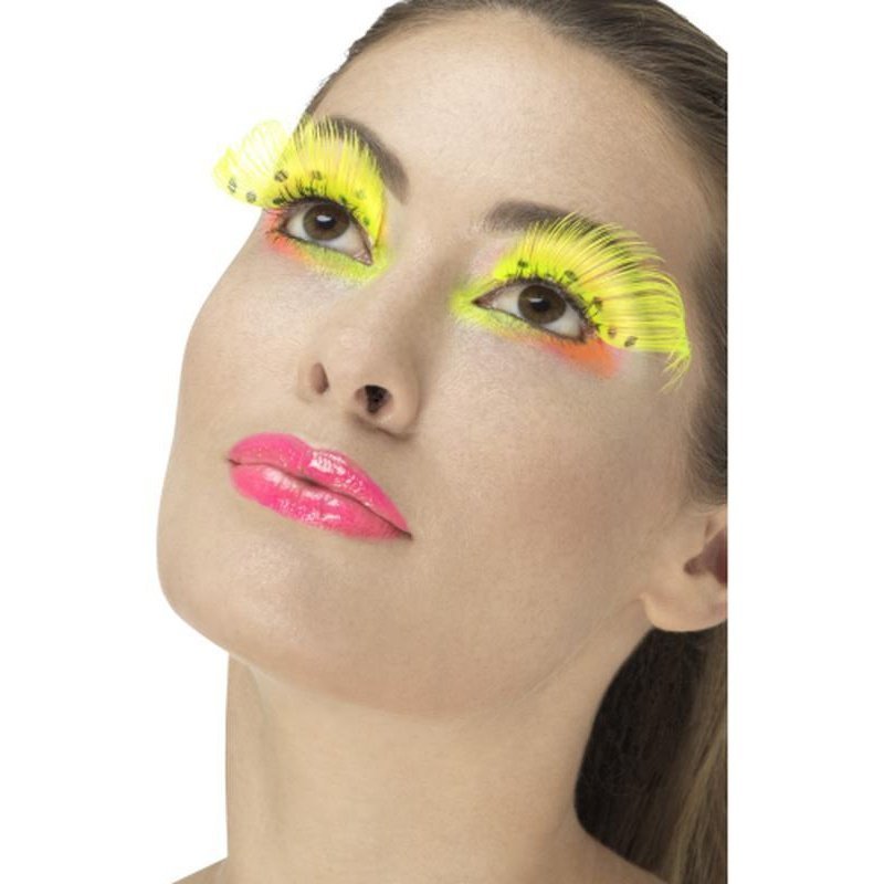 80s Polka Dot Eyelashes - Neon Yellow - Jokers Costume Mega Store