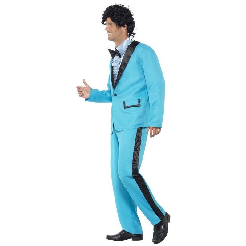 Mens 80's Costume Height Fashion Scouser Tracksuit Blue Suit 80s