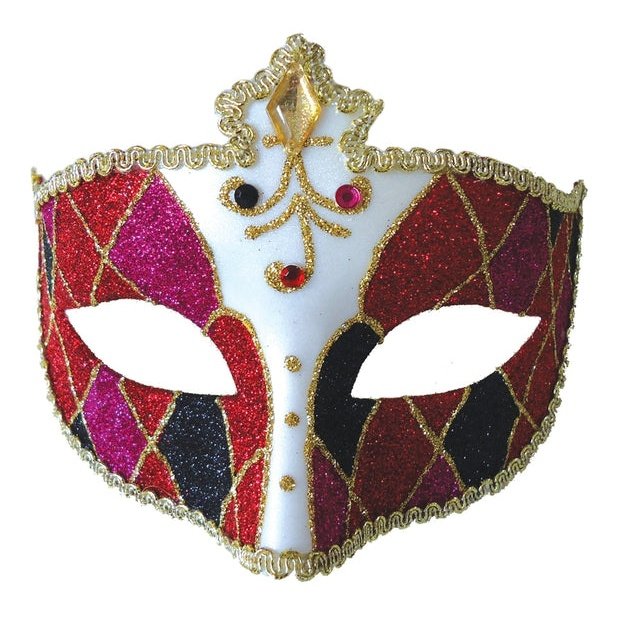 Women's Red & Black Mardi Gras Eye Mask.